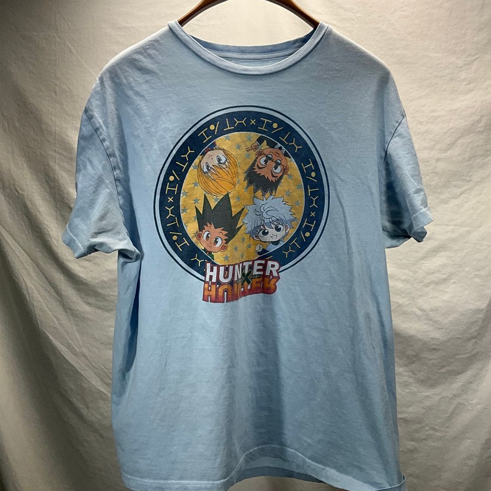 Hunter x Hunter Anime Character Circle Graphic T-Shirt Light Blue XL